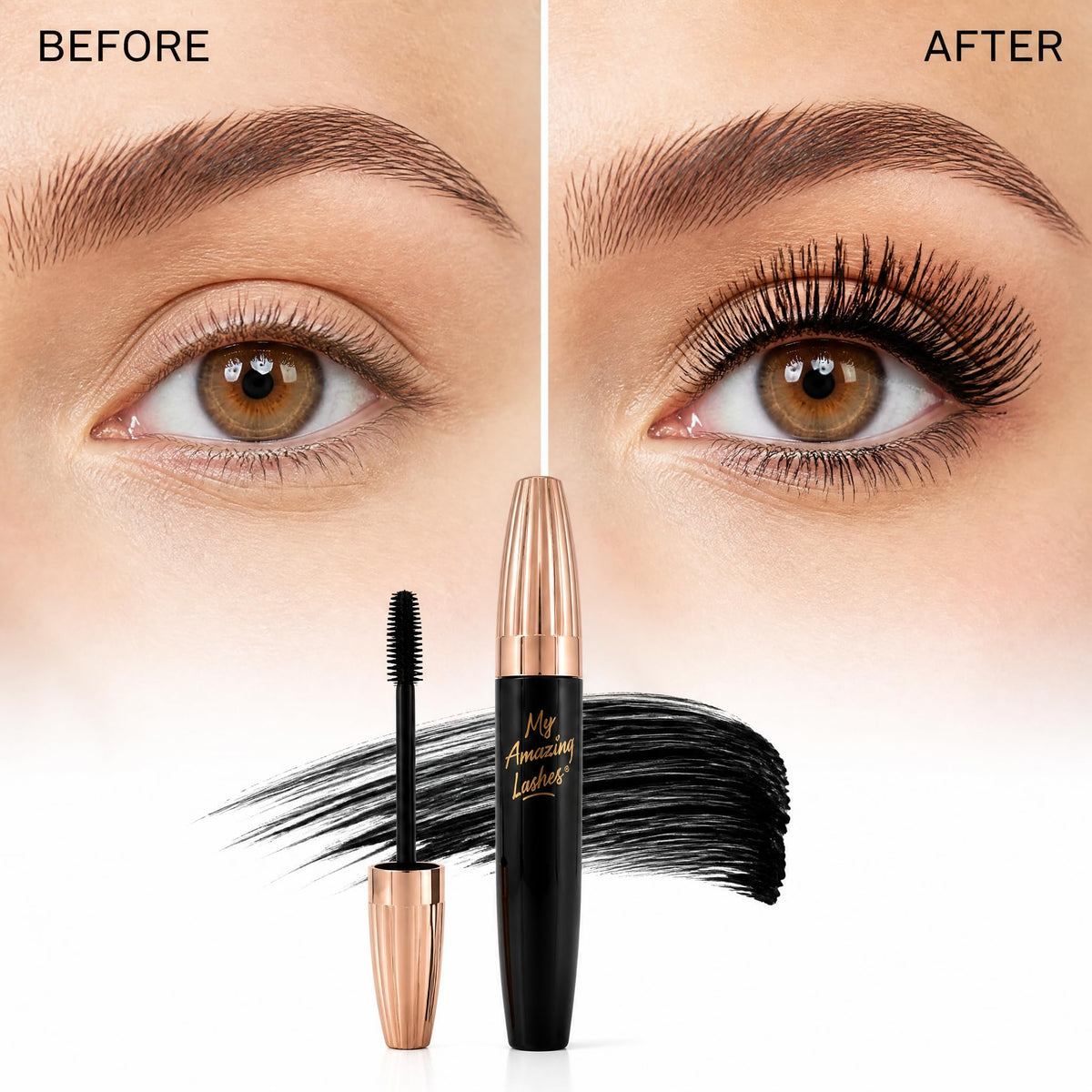My Amazing Lashes being applied to lashes showing lifted, separated result