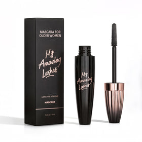 My Amazing Lashes front packaging showing black tube and product benefit
