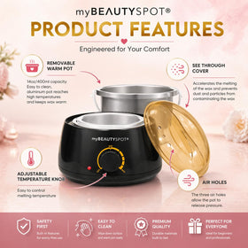 My Beauty Spot temperature control knob detail for precise heating and safe melting benefit
