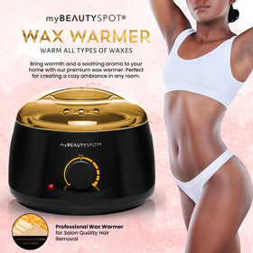 My Beauty Spot close-up of honey hard wax beads jar, ready-to-melt for sensitive areas benefit