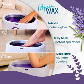 My Skin WAX foot treatment setup with plastic liners and cotton cover showing hygienic spa benefit