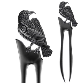 MYAROMA FINDINGS front view of raven hair fork showing bold design and secure hold