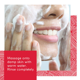 MyChelle cleanser in bathroom sink being rinsed for refreshed skin