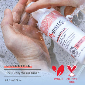 MyChelle pump and label close-up highlighting clean ingredients