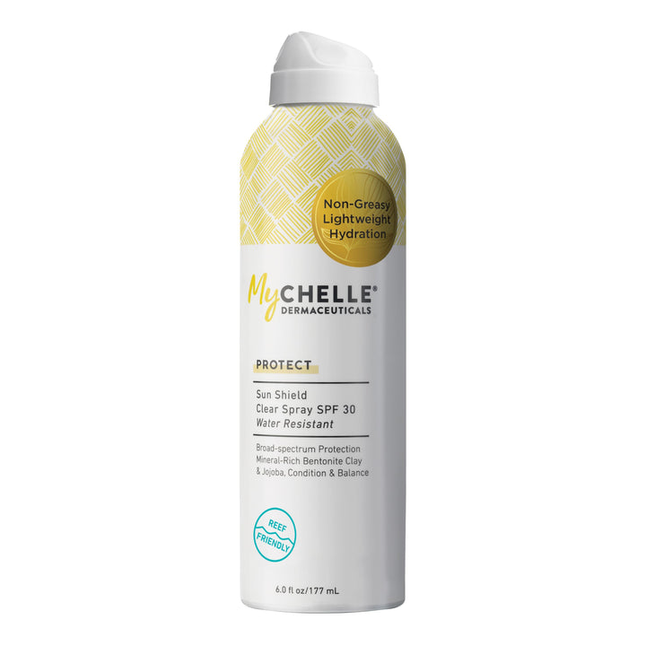 MyChelle Dermaceuticals front packaging showing SPF 30 and clear formula benefits