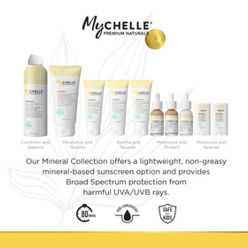 MyChelle Dermaceuticals bottle in a beach bag showing reef-safe protection for outings