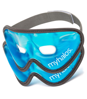 myhalos front packaging showing two blue gel masks and benefits
