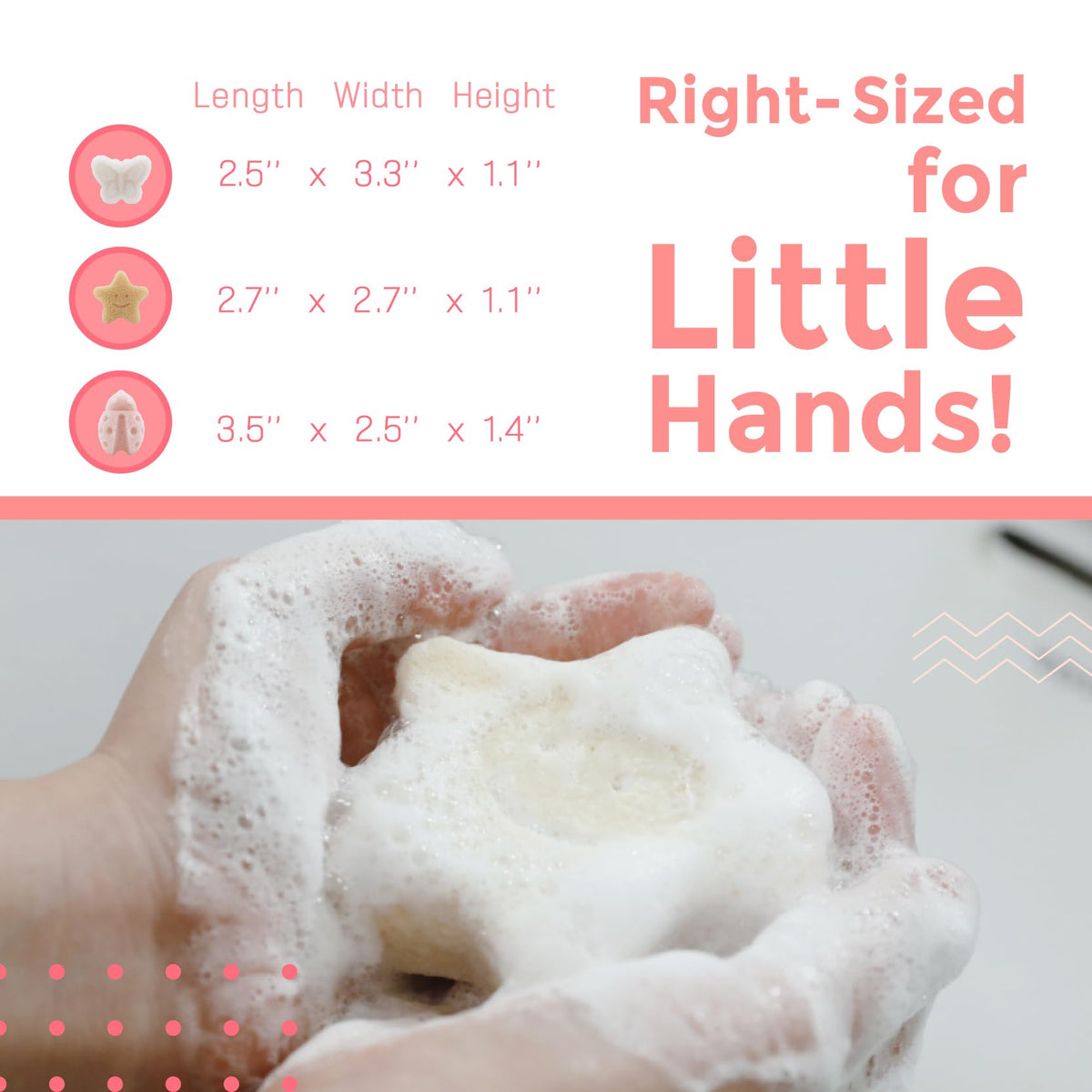 myHomeBody butterfly sponge held in hand showing baby-friendly size