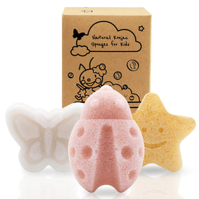 myHomeBody front view of three shaped sponges highlighting safe soft design