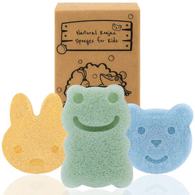 myHomeBody front packaging with three animal sponges, shows set and appeal
