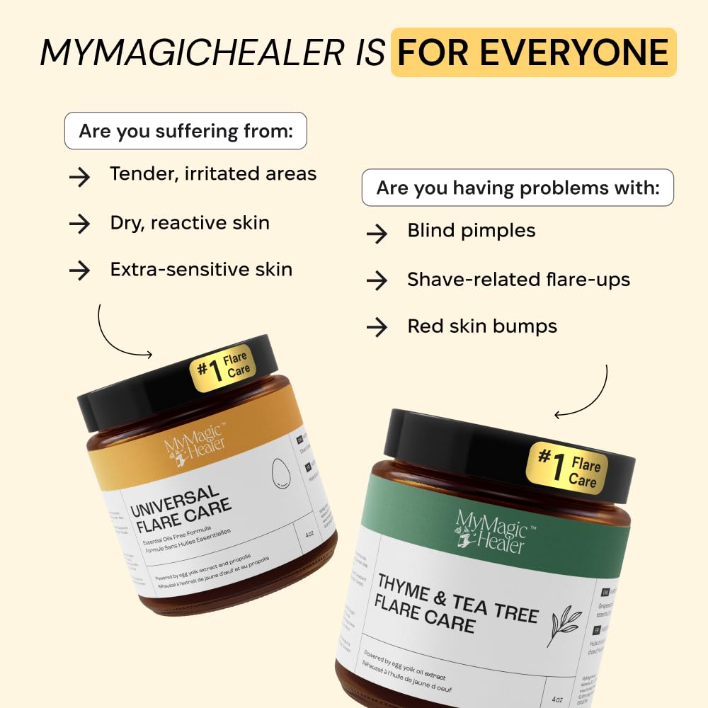 MyMagicHealer before-and-after calm skin comparison showing soothing support