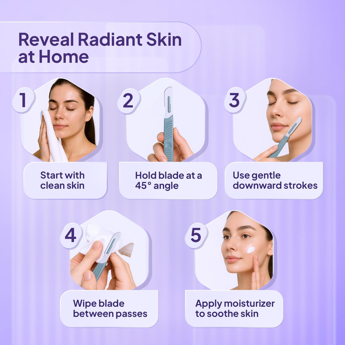 MyMed 14R blade detail macro showing thin edge for gentle dermaplaning