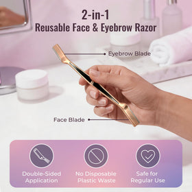 MyMed razor in hand for size comparison and easy travel-friendly grooming benefit