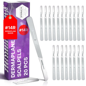MyMed front packaging showing 20 disposable 14R dermaplane razors for smooth skin