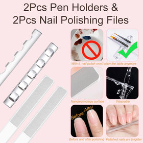 MYR nail art kit on a workstation conveying convenience and salon-quality results