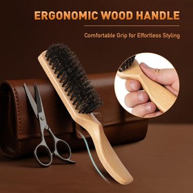 Myselect brush in use creating a slick-back hairstyle with added shine
