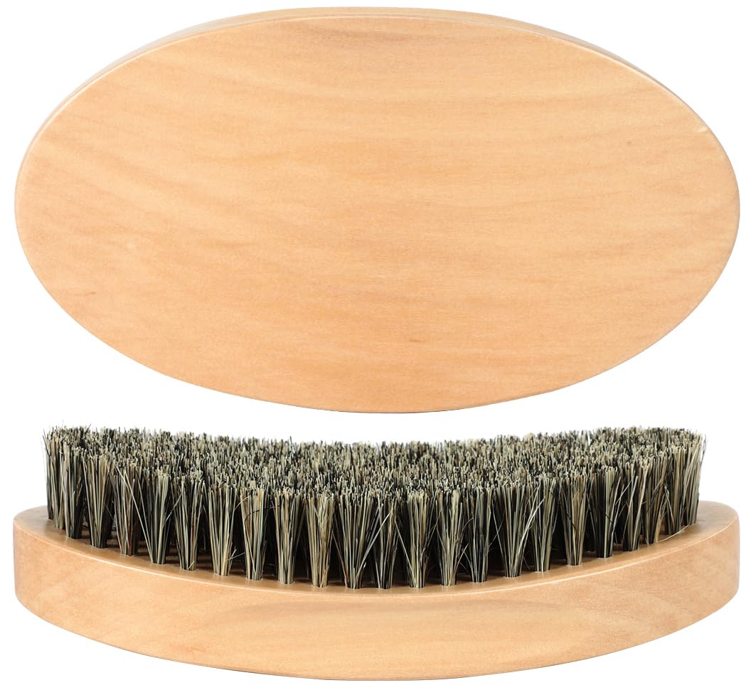 Myselect curved wave brush front view showing smooth wooden finish and ergonomic shape for better grip