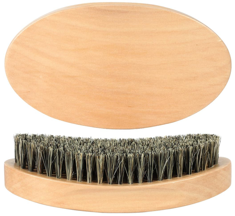 Myselect curved wave brush front view showing smooth wooden finish and ergonomic shape for better grip