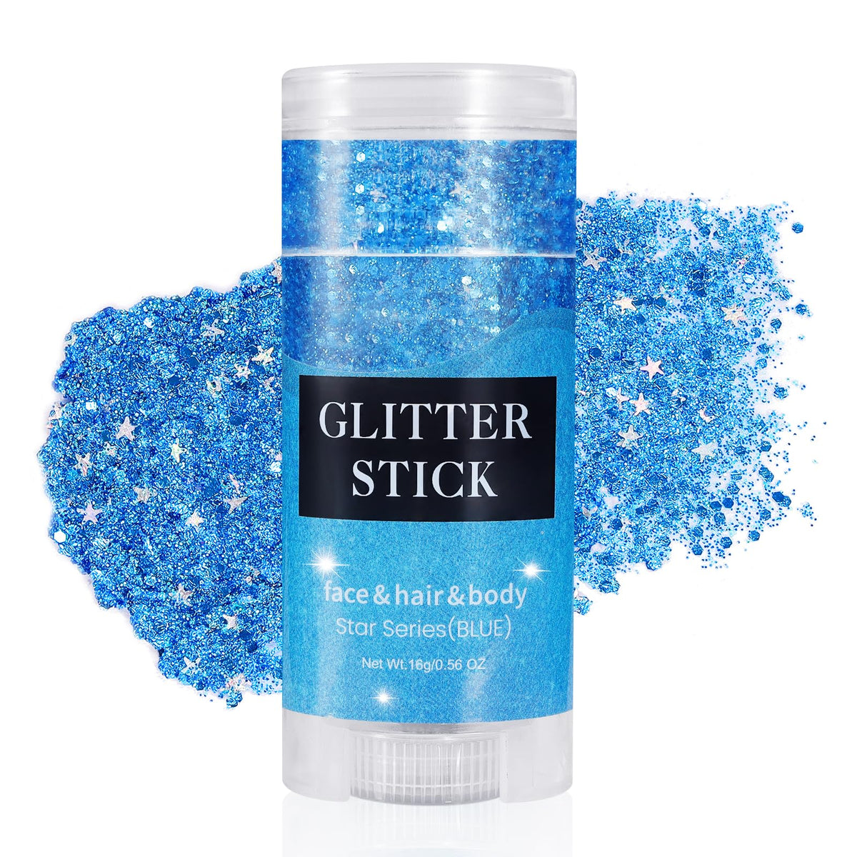 Mysense front packaging showing blue glitter stick and cap for easy identification
