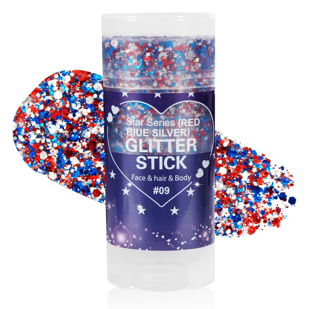 Mysense front packaging showing red white blue glitter for patriotic sparkle