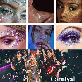 Person at concert wearing Mysense glitter stick for bold festival look
