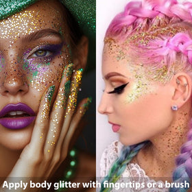 Mysense glitter used as hair highlight showing long-lasting shine for performances