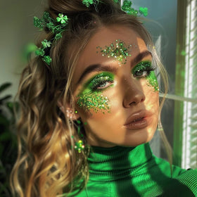 Mysense applied under-eye highlight demonstrating lasting festival shimmer