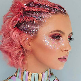 Mysense glitter stick applied to cheek providing long-lasting shine