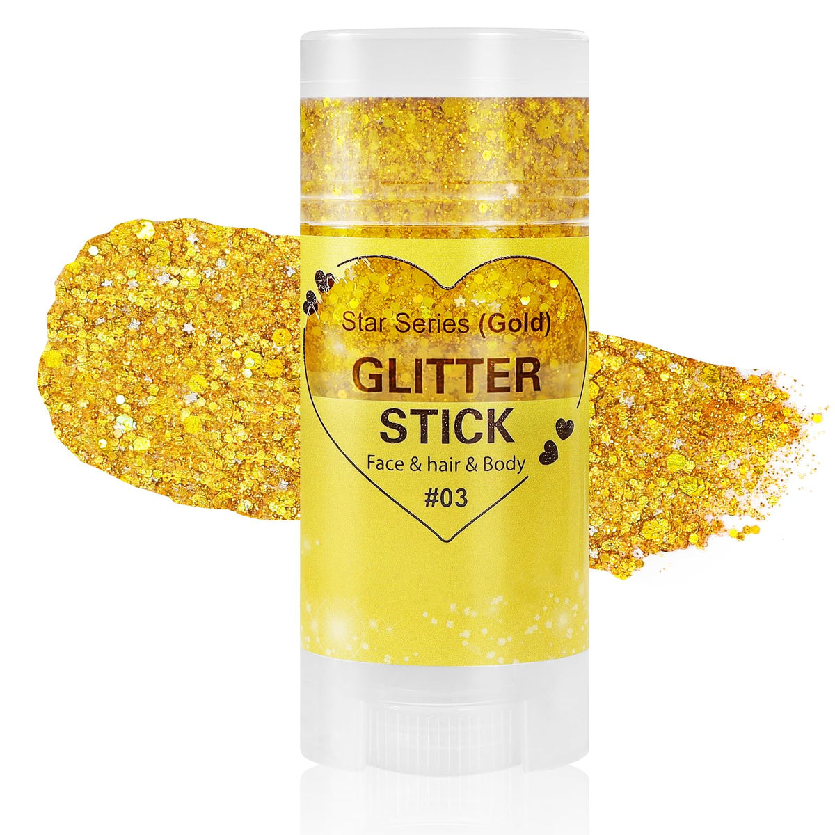 Mysense gold body glitter stick front packaging showing product branding and color