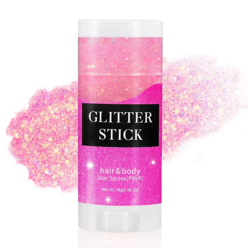 Mysense pink glitter stick front packaging showing product benefits