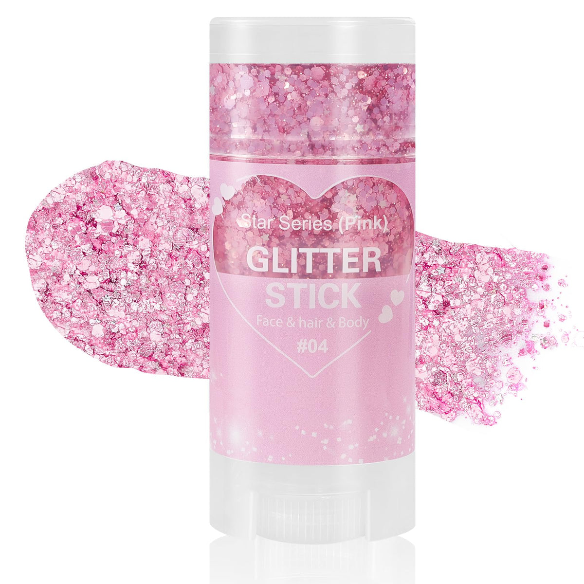 Mysense pink glitter stick front view showing compact packaging and ready-to-use gel