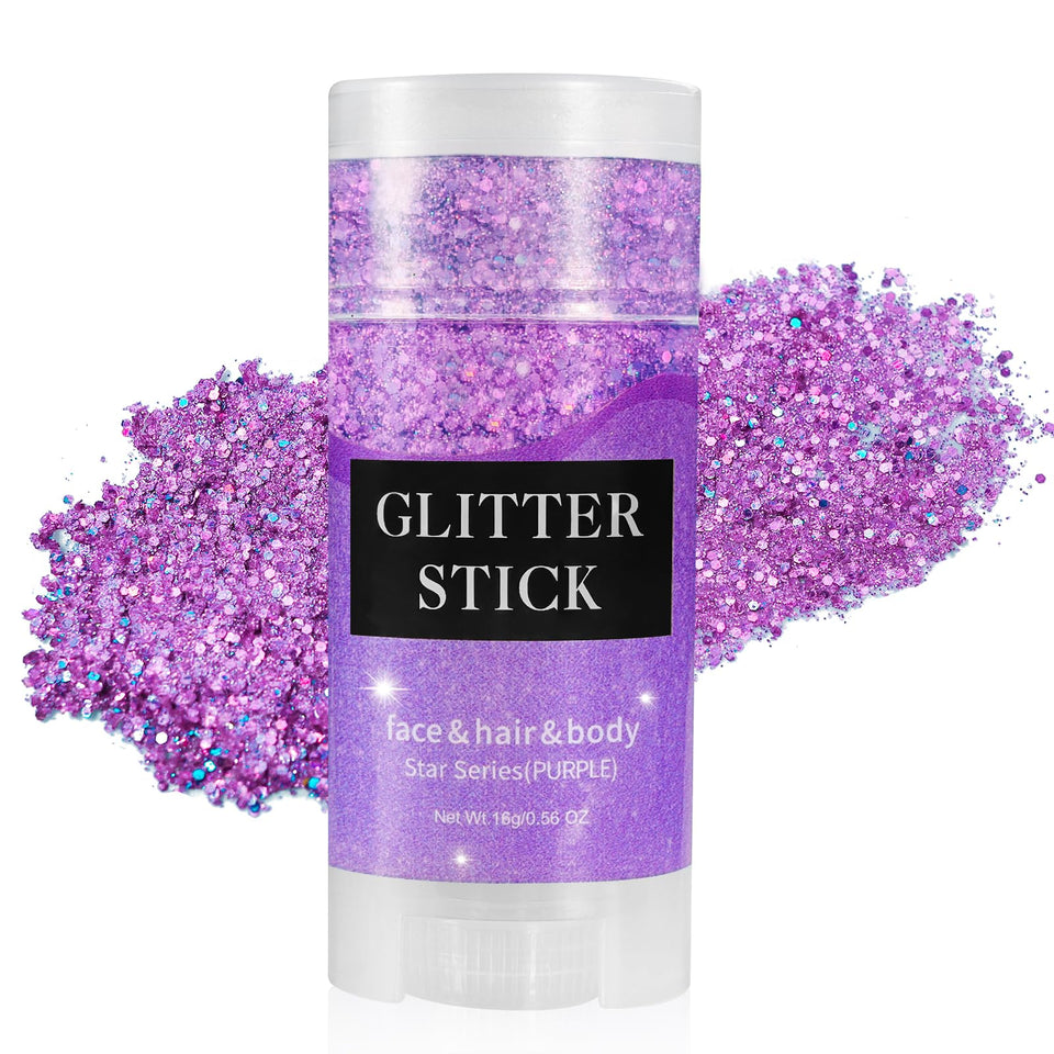 Mysense purple glitter stick front packaging showing product and label, easy grab