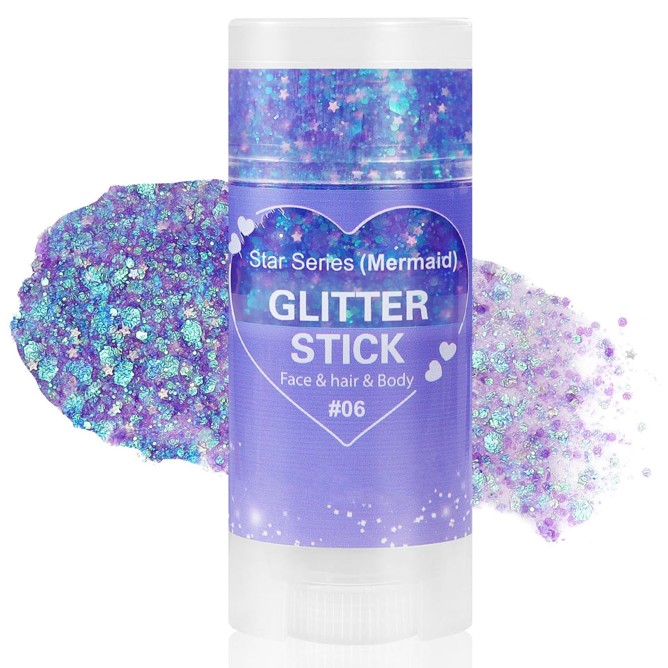 Mysense purple glitter stick front tube showing color and cap for easy application