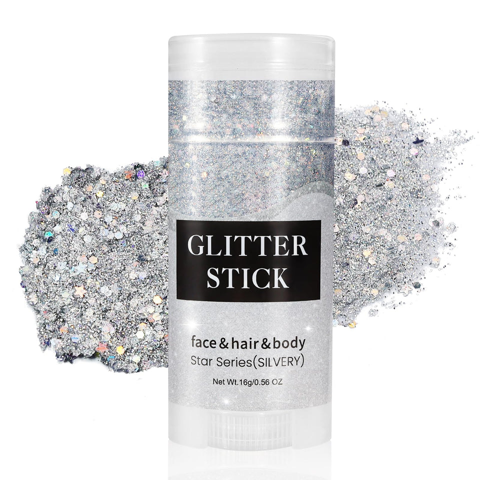 Mysense silver glitter stick front packaging showing compact tube and label