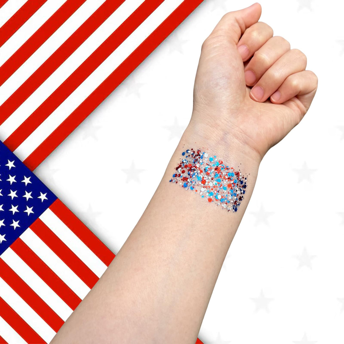 Mysense glitter stick in hand showing compact portable size and convenience