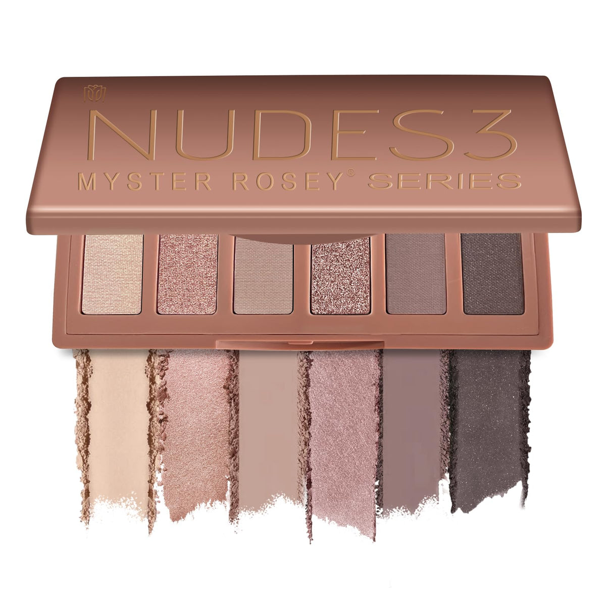 MYSTER ROSEY front view of closed mini palette showing compact design and branding