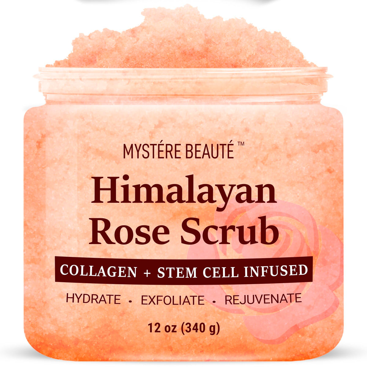 MYSTÉRE BEAUTÉ front jar view showing label and 12 oz size for clear purchase decision