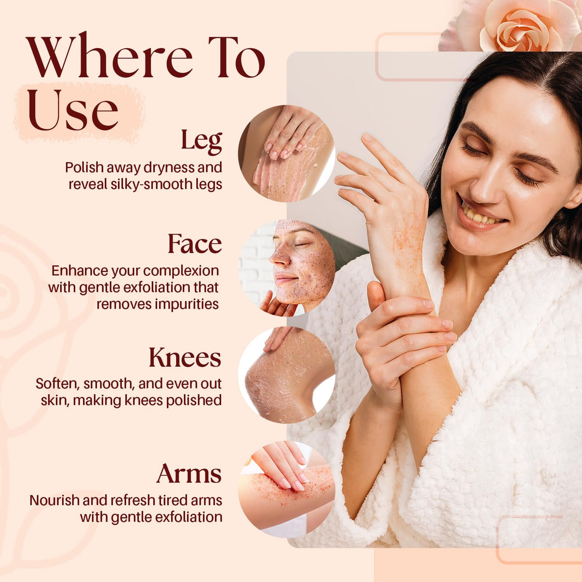 MYSTÉRE BEAUTÉ scoop of scrub on spoon showing hygienic use and portioning convenience