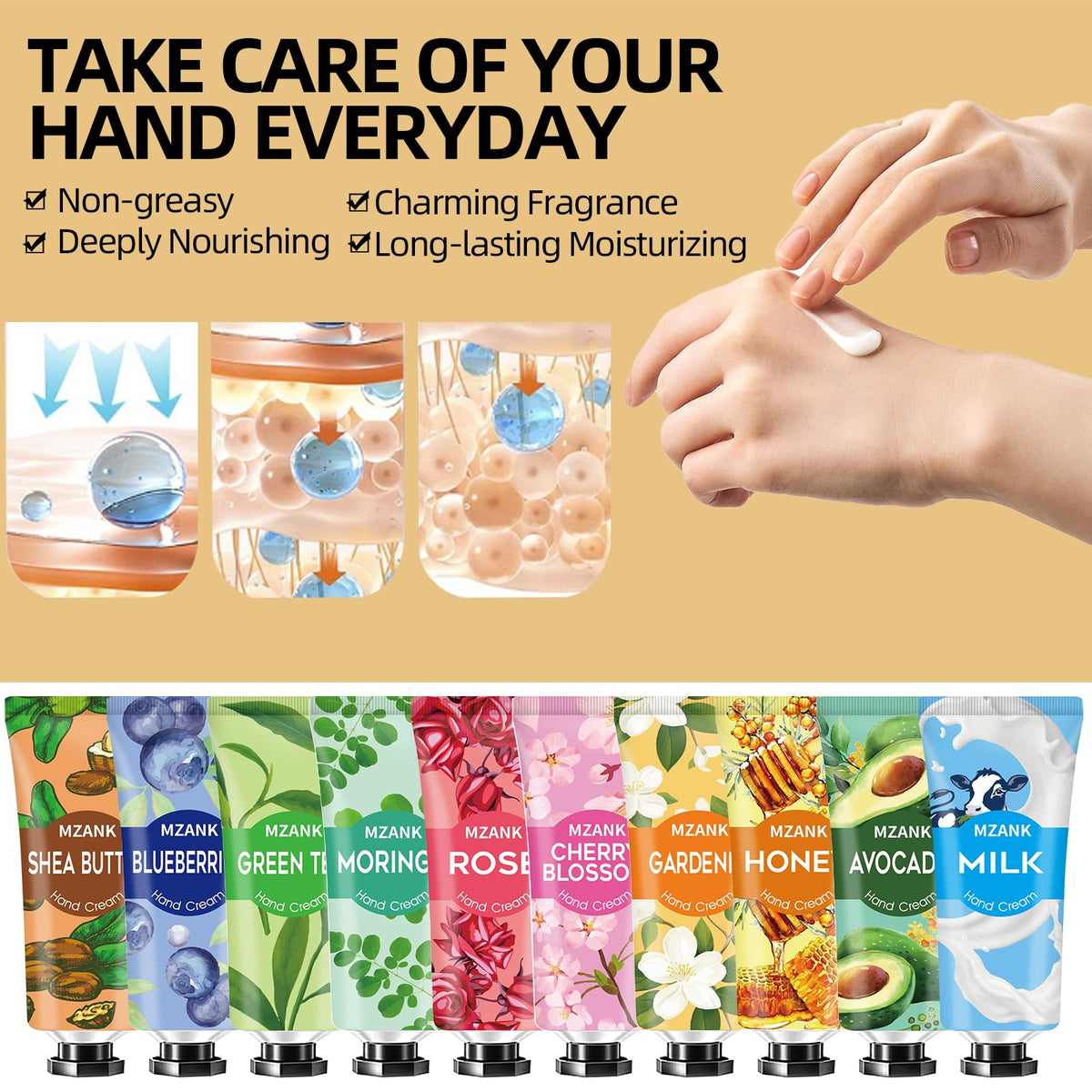 MZANK assorted scent tubes arranged to show fragrance variety