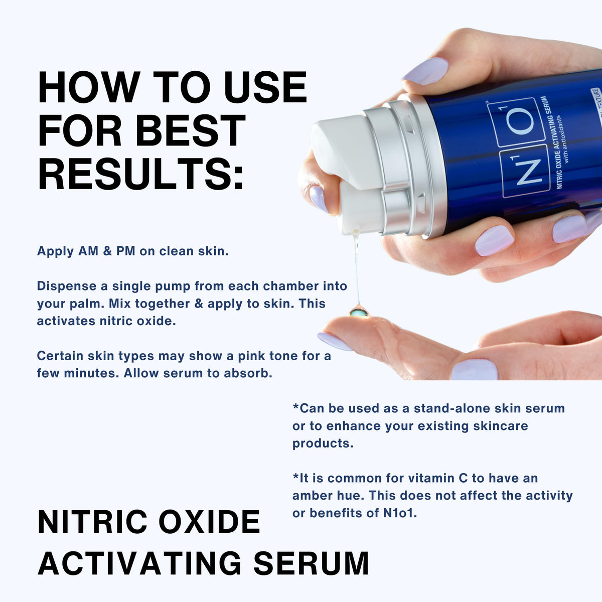N1O1 serum next to sunscreen illustrating morning routine compatibility