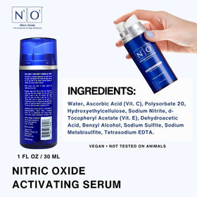 N1O1 serum on bathroom vanity in lifestyle scene for daily routine