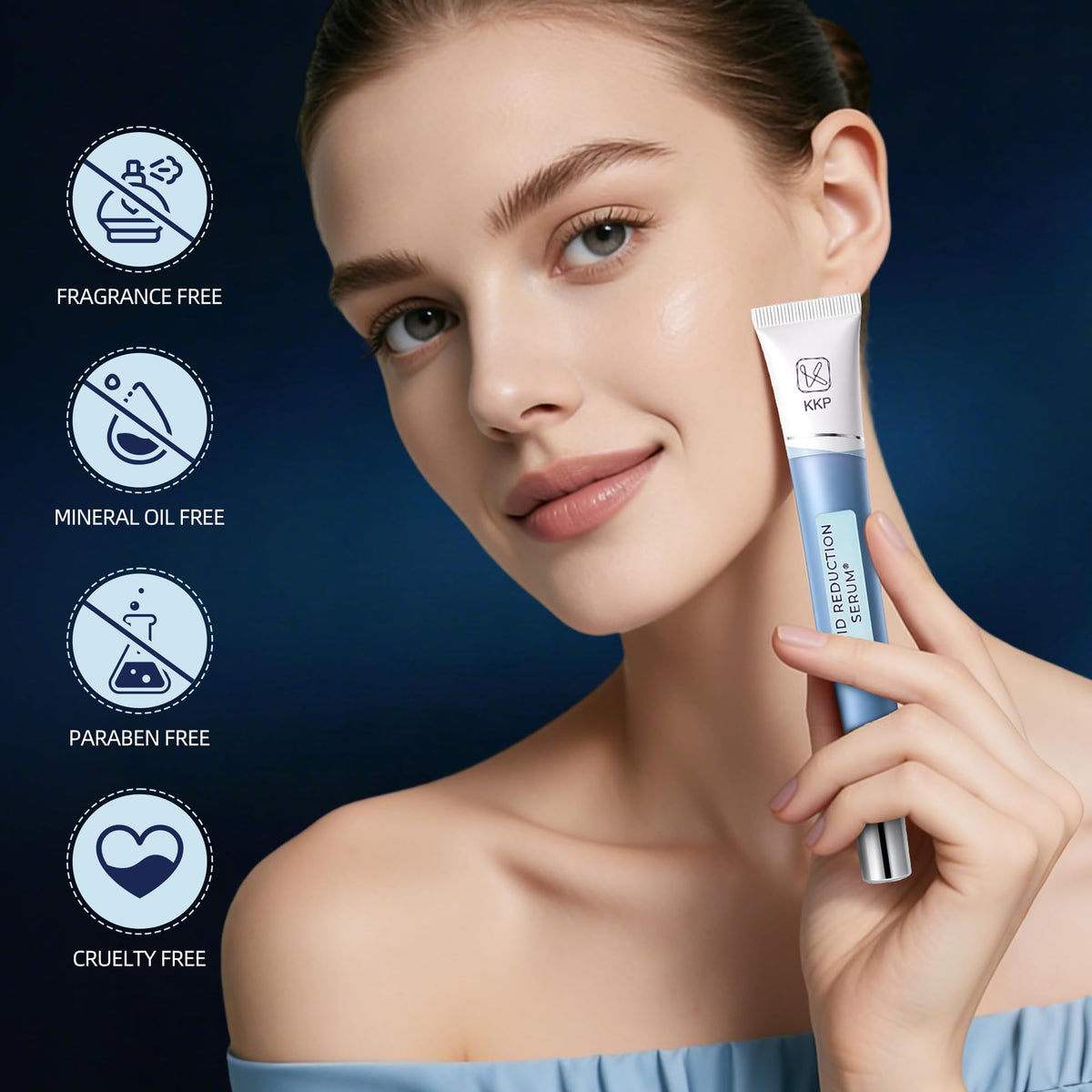 Nabevin serum texture close-up illustrating lightweight fast-drying benefit
