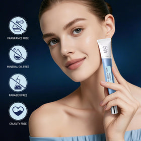 Nabevin serum texture close-up illustrating lightweight fast-drying benefit