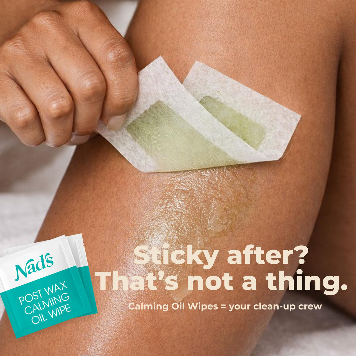 Nad's wax strip in use on bikini area for precise removal