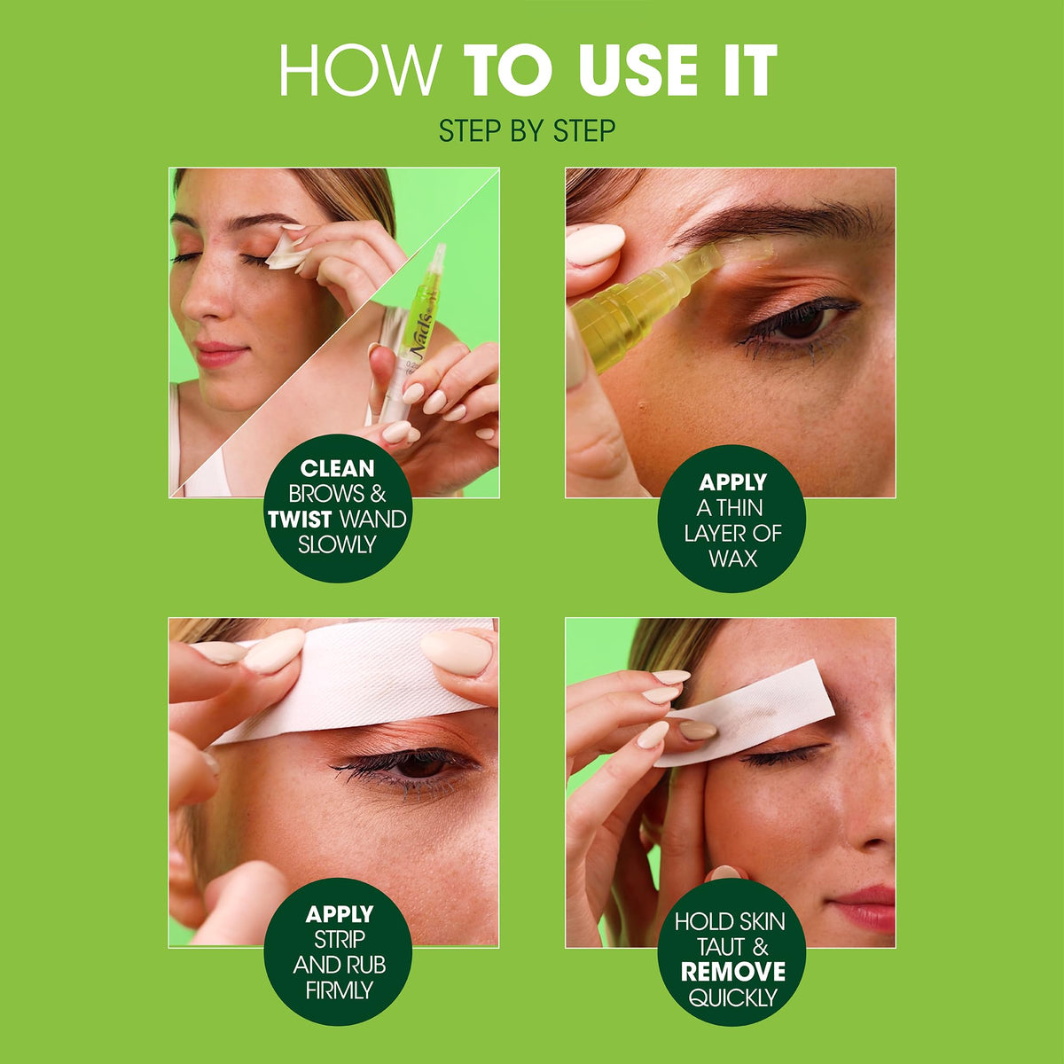 Nad's cotton strip with wand ready for quick eyebrow pulls