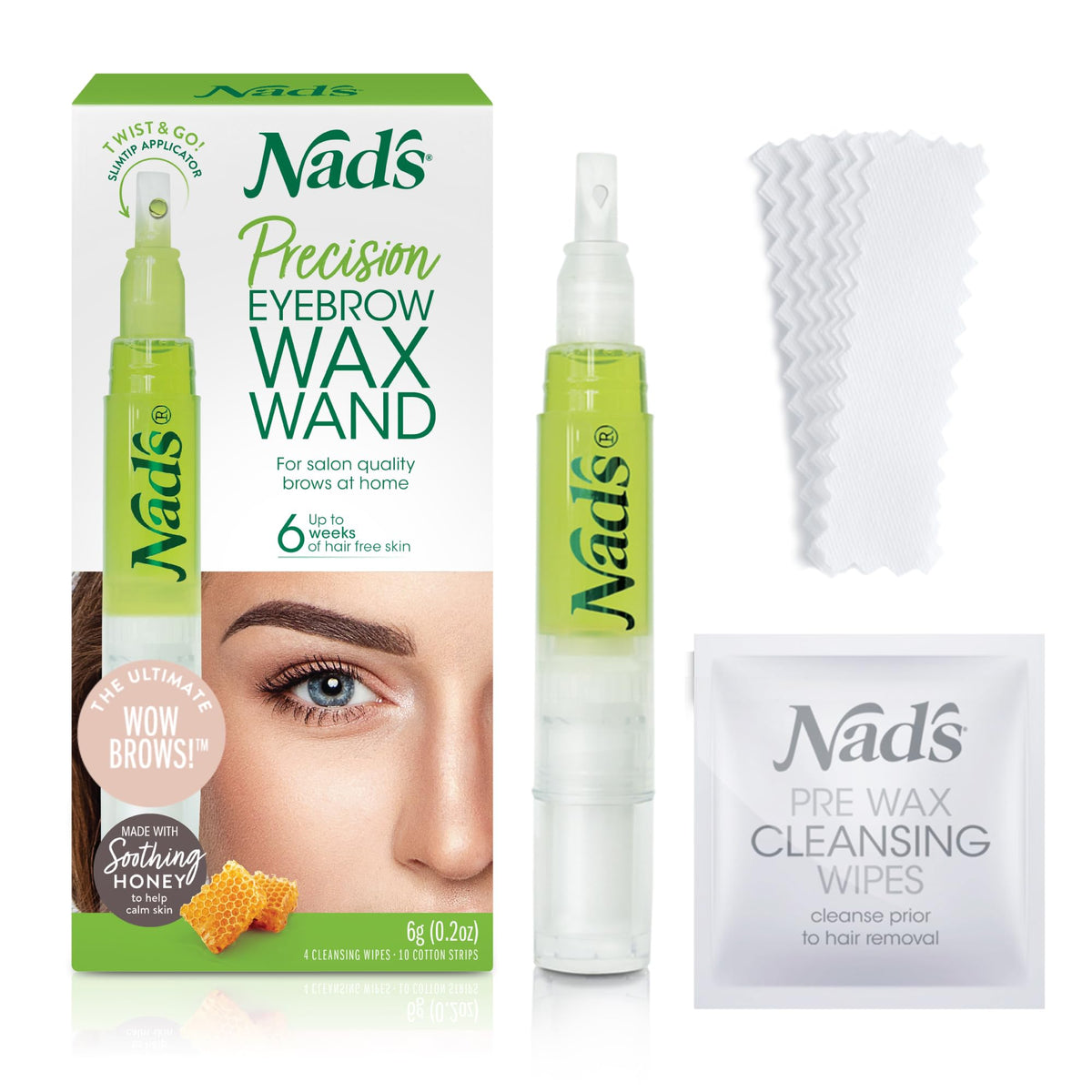 Nad's wand front packaging showing compact eyebrow kit and benefits