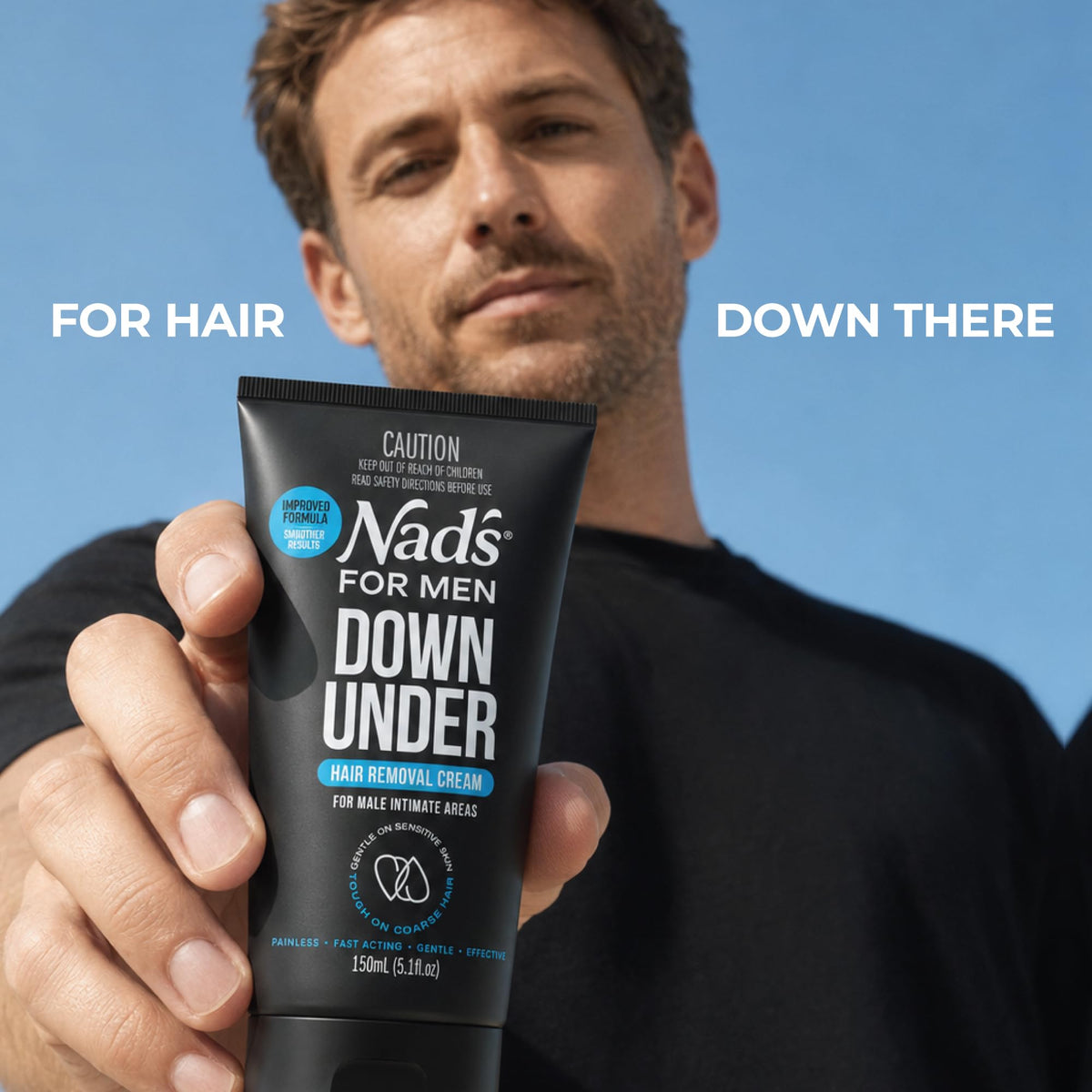 Nad's For Men in bathroom lifestyle shot conveying confidence and grooming routine