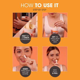 Hand holding applicator demonstrating wax coating for an easy, at-home application