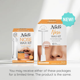 Model using Nad's kit with visible nostril angle for targeted hair removal benefit