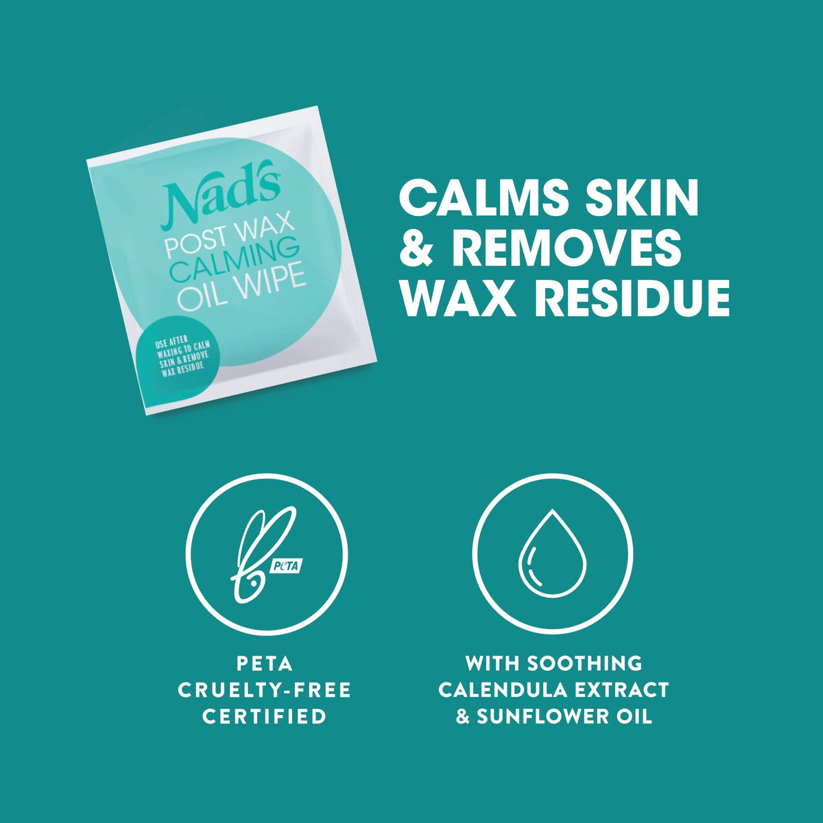 Twenty Nad's wipes laid out to display refill pack content and ready-to-use after-wax supplies